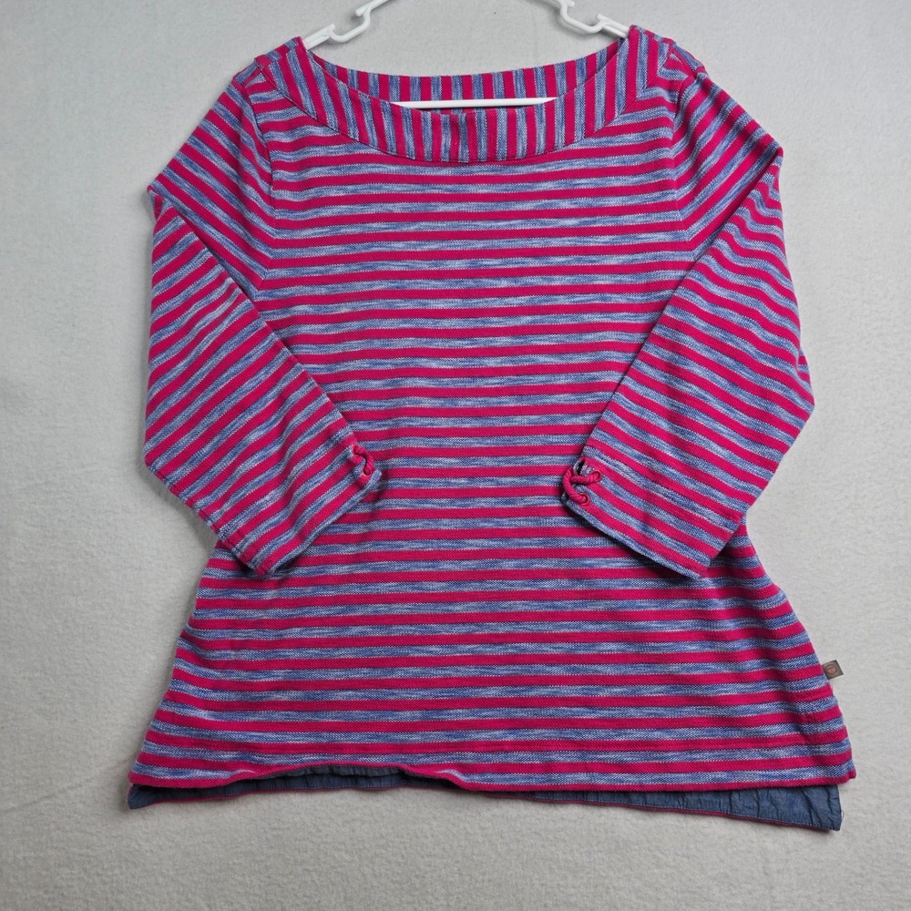 Talbots Women's Striped Boat Neck 3/4 Sleeve Size XL Pink Blue Cotton nautical‎
